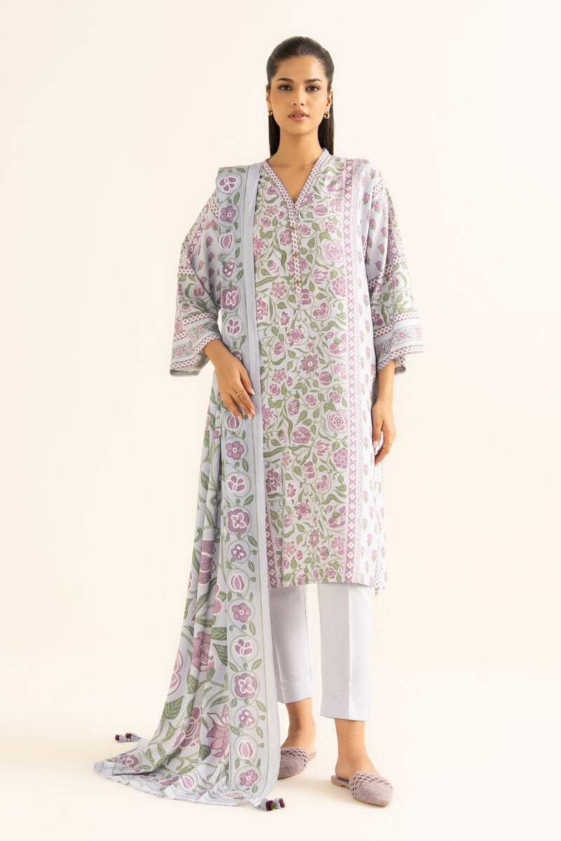 3 Piece - Printed Linen Suit