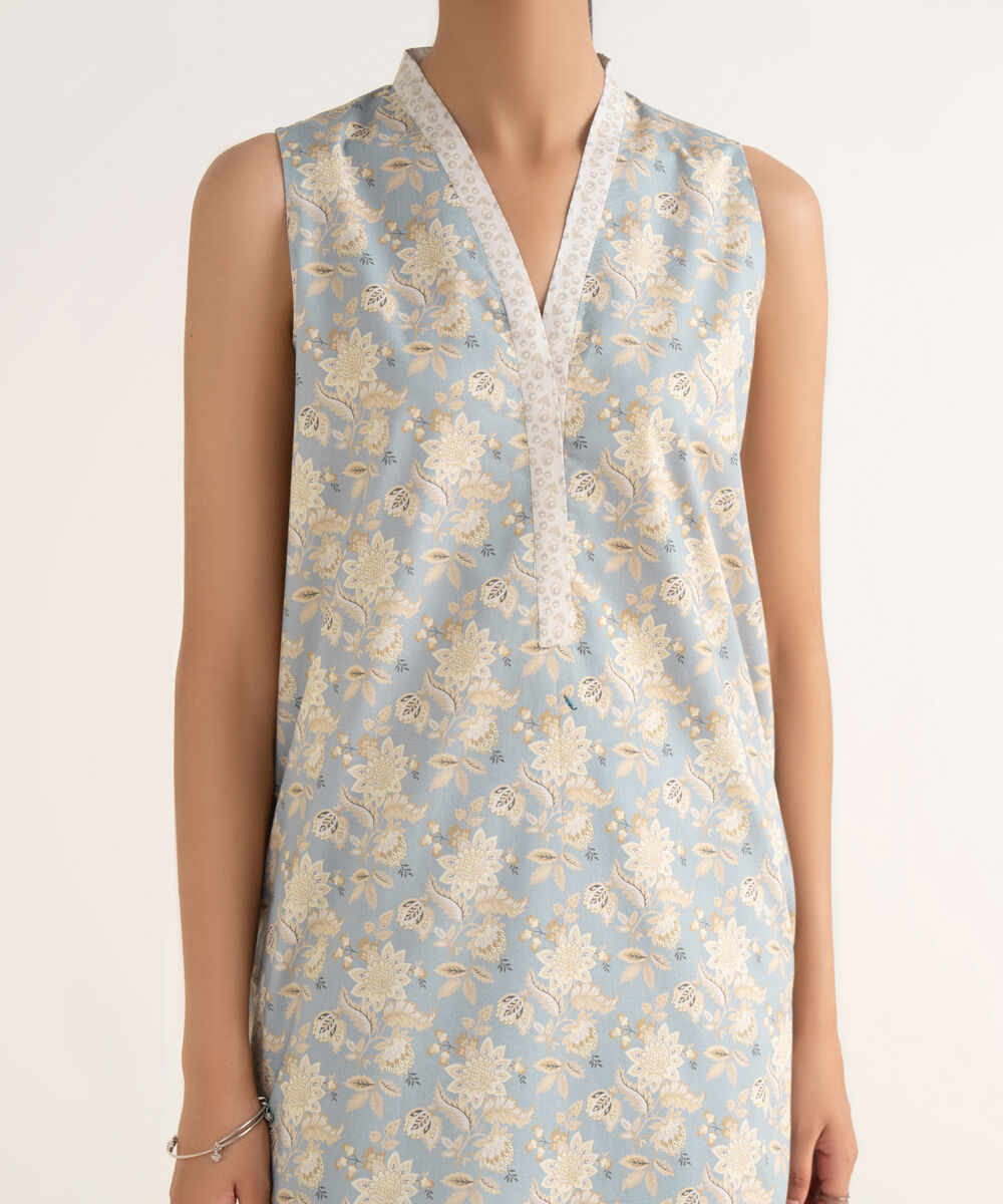 Women's Unstitched Cotton Printed Multi Three Piece Suit