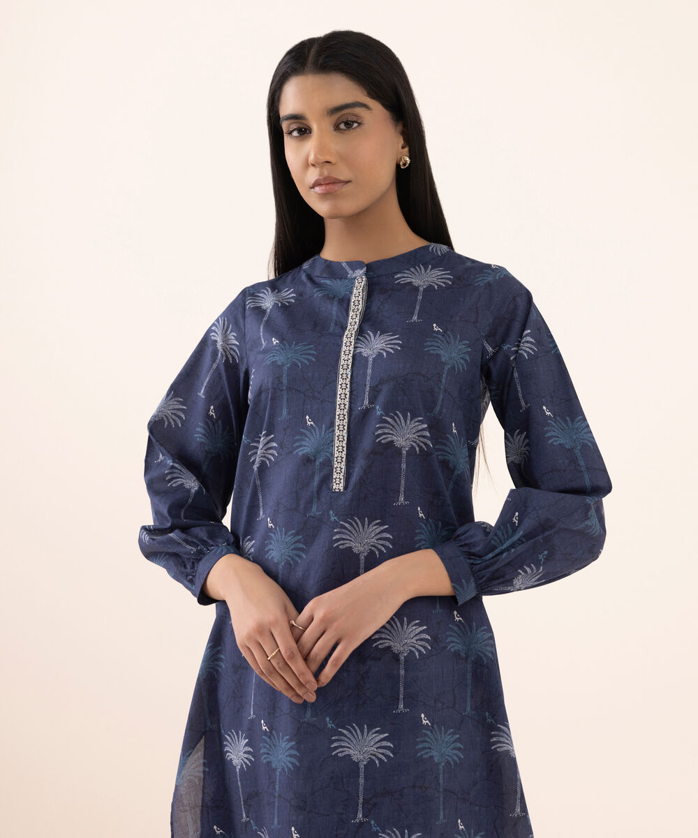 Women's RTW Lawn Blue Printed Aline Shirt