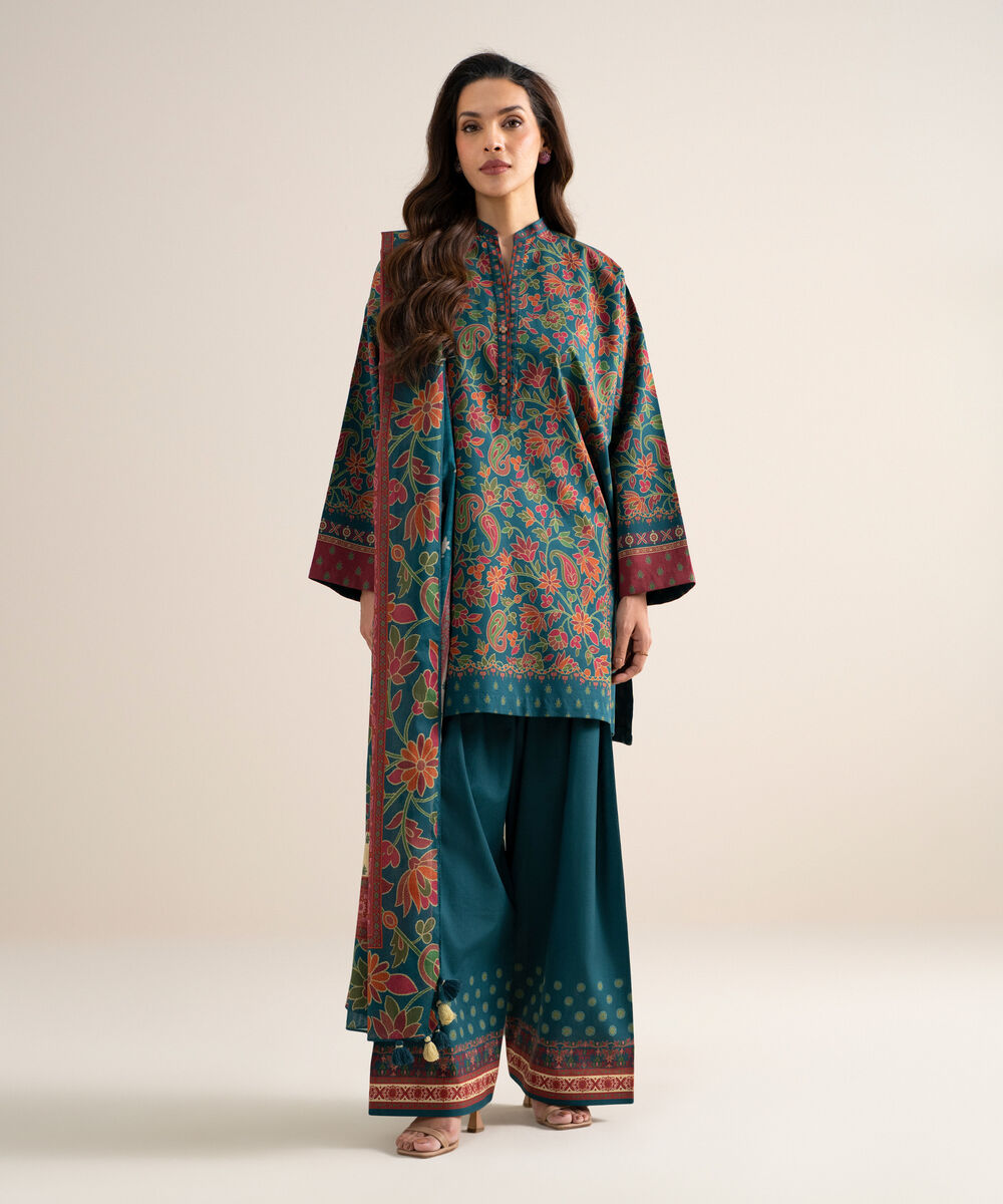 Women's Unstitched Lawn Printed Multi  3 Piece Suit
