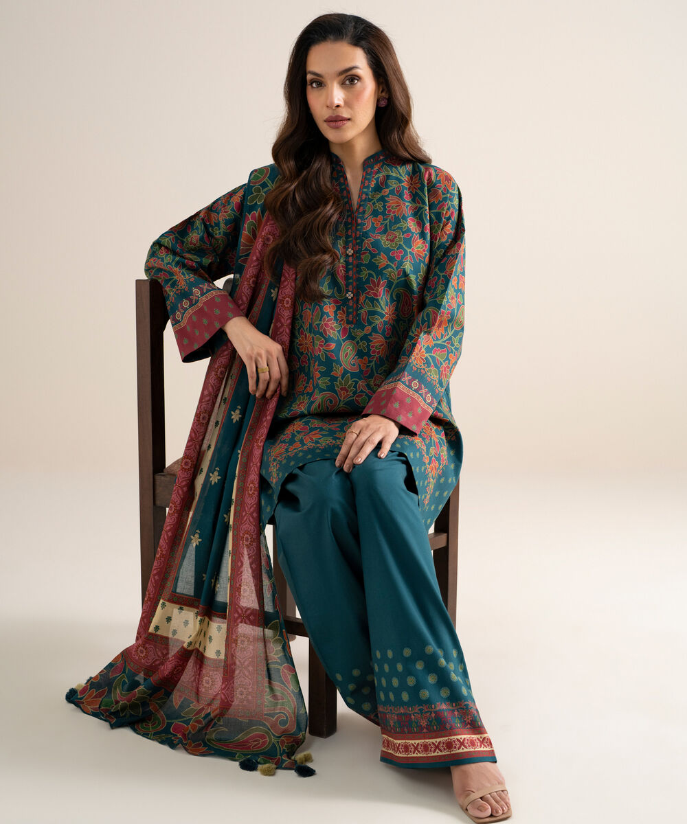 Women's Unstitched Lawn Printed Multi  3 Piece Suit