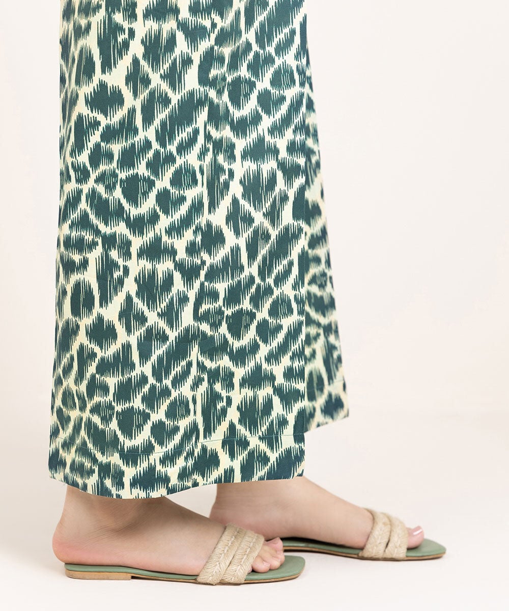 Women's Pret Cambric Printed Green Culottes