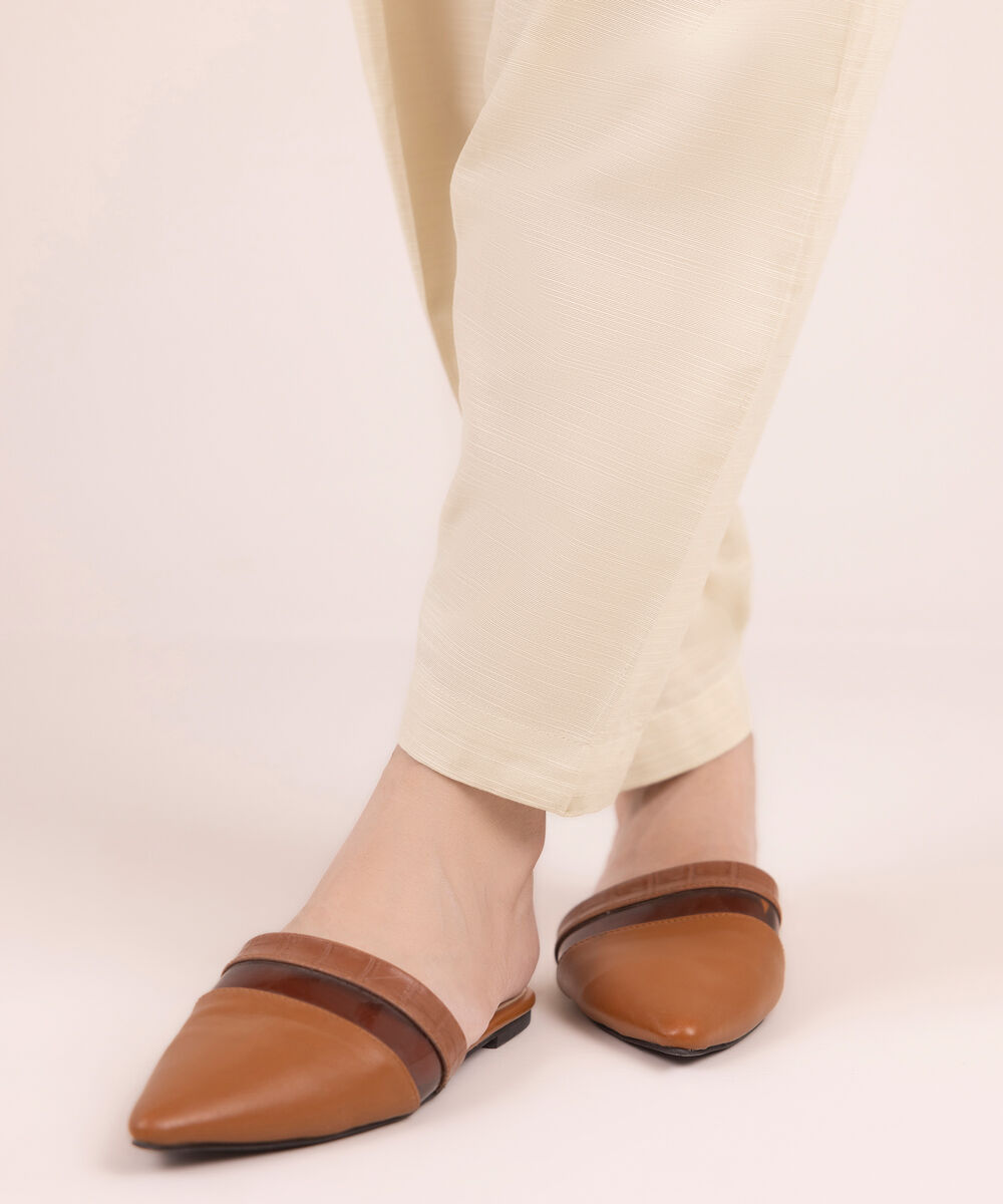 Women's RTW Khaddar Solid Off White Skinny Shalwar