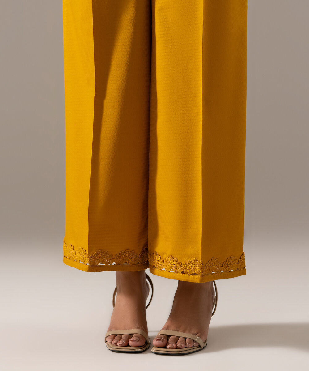 Women's RTW Dobby Solid Mustard Yellow Culottes