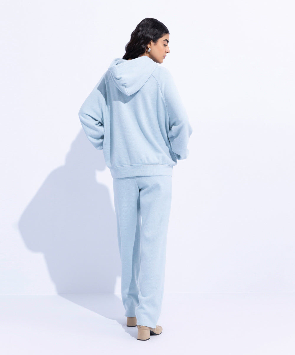 Woman - Blue Ribbed Hoodie
