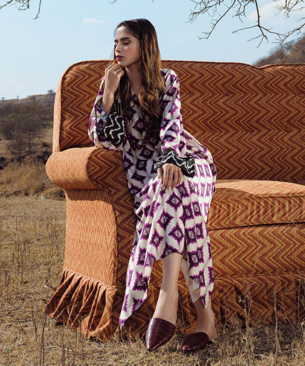 Woman - Purple Printed Arabic Lawn Shirt