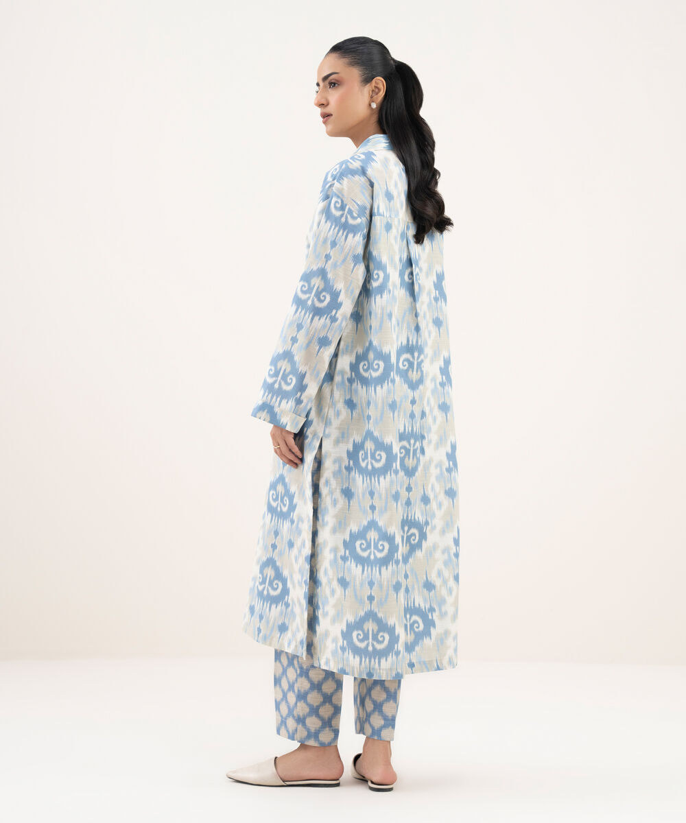 Women's RTW Khaddar Printed Drop Shoulder Grey Shirt