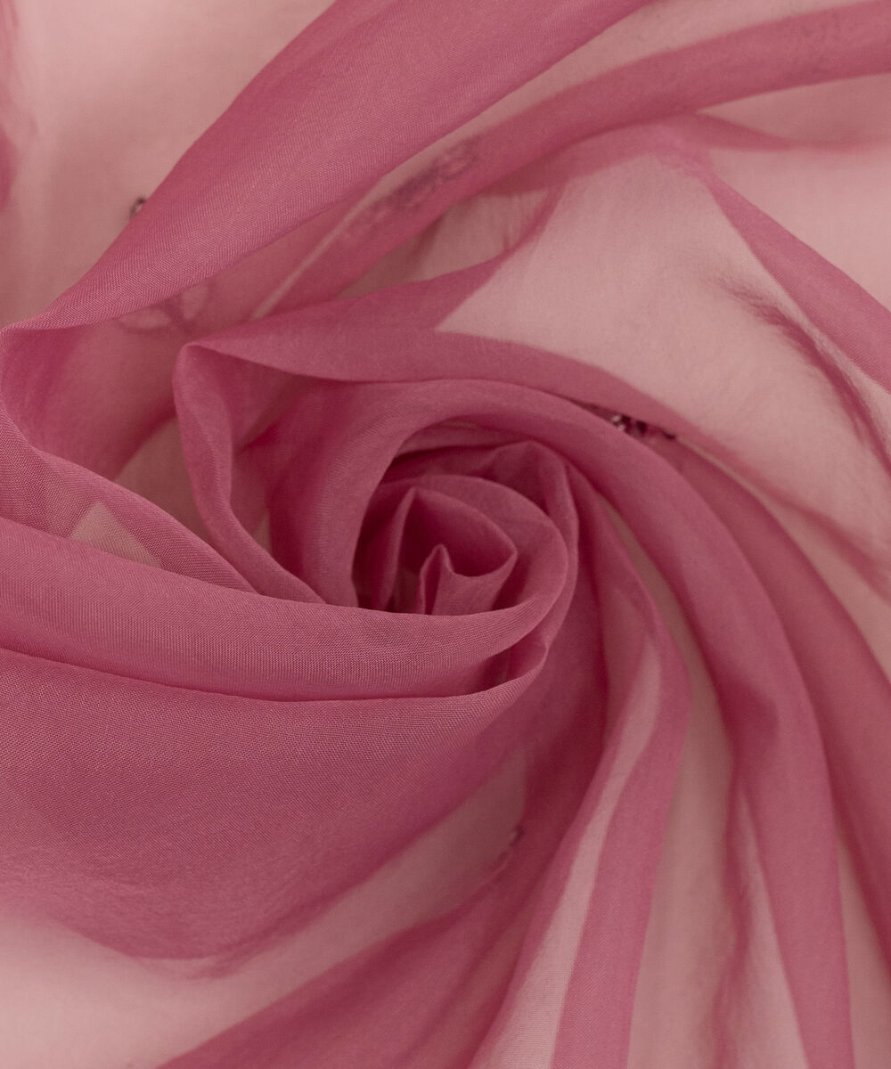 Women's RTW Blended Organza Embroidered Pink Dupatta