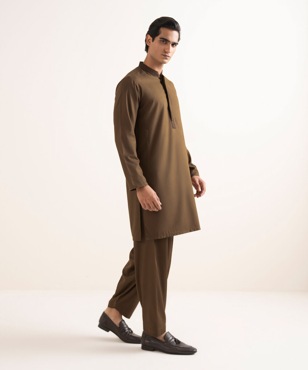 Men's Stitched Premium Wash & Wear Brown Suit