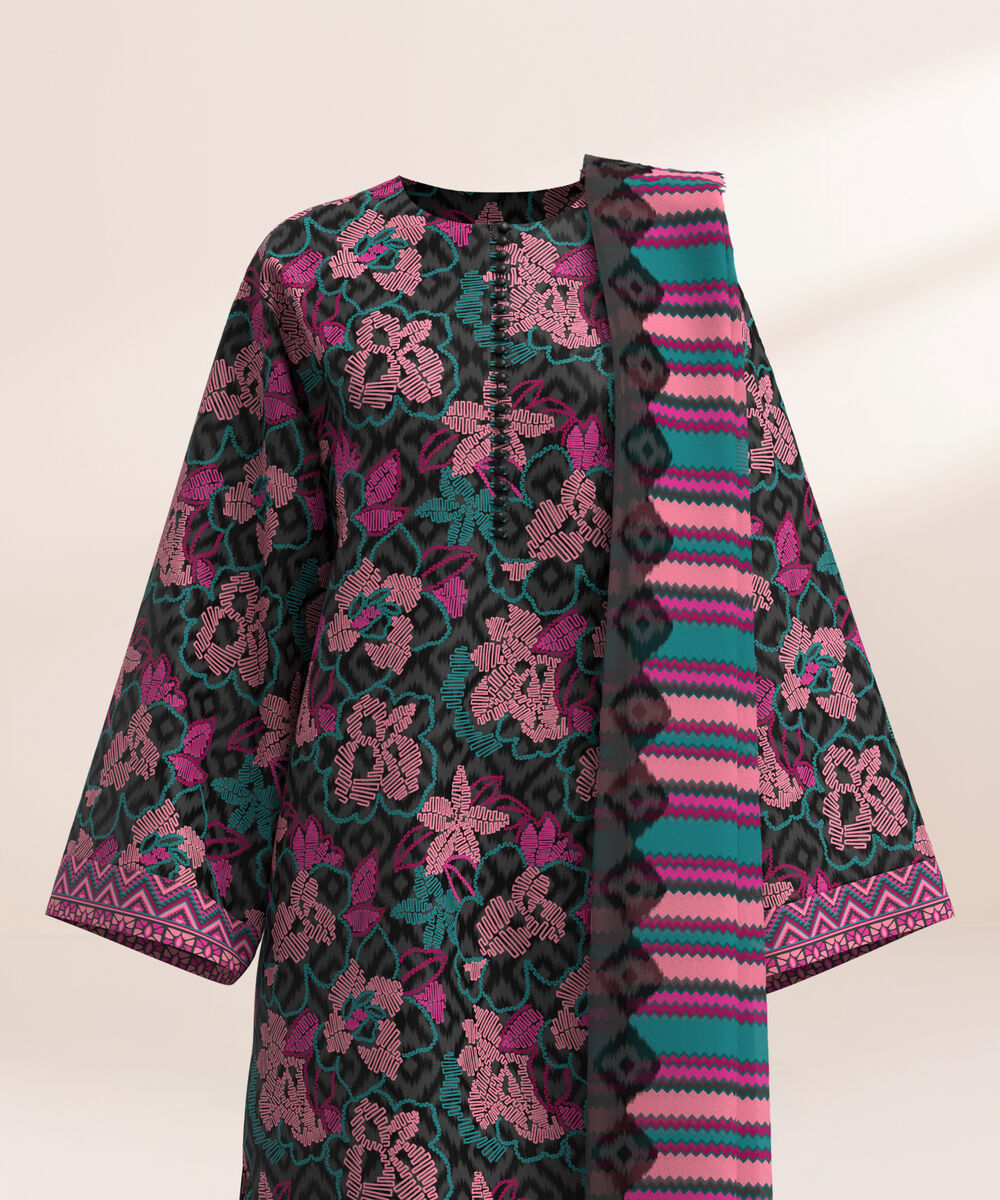 Women's Three Piece Printed Multi Lawn Suit