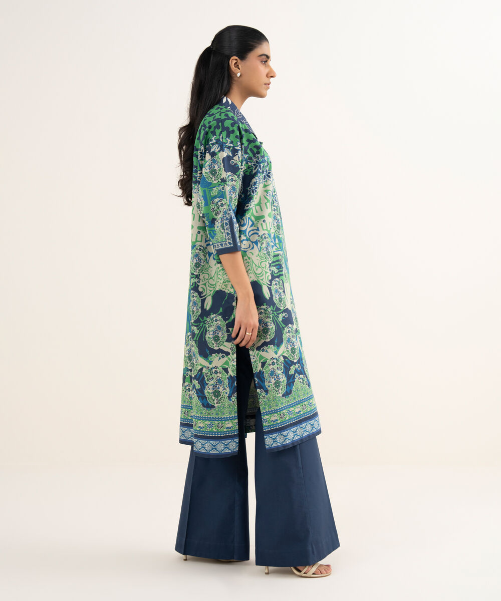 Women's Unstitched Lawn Printed Blue 2 Piece Suit