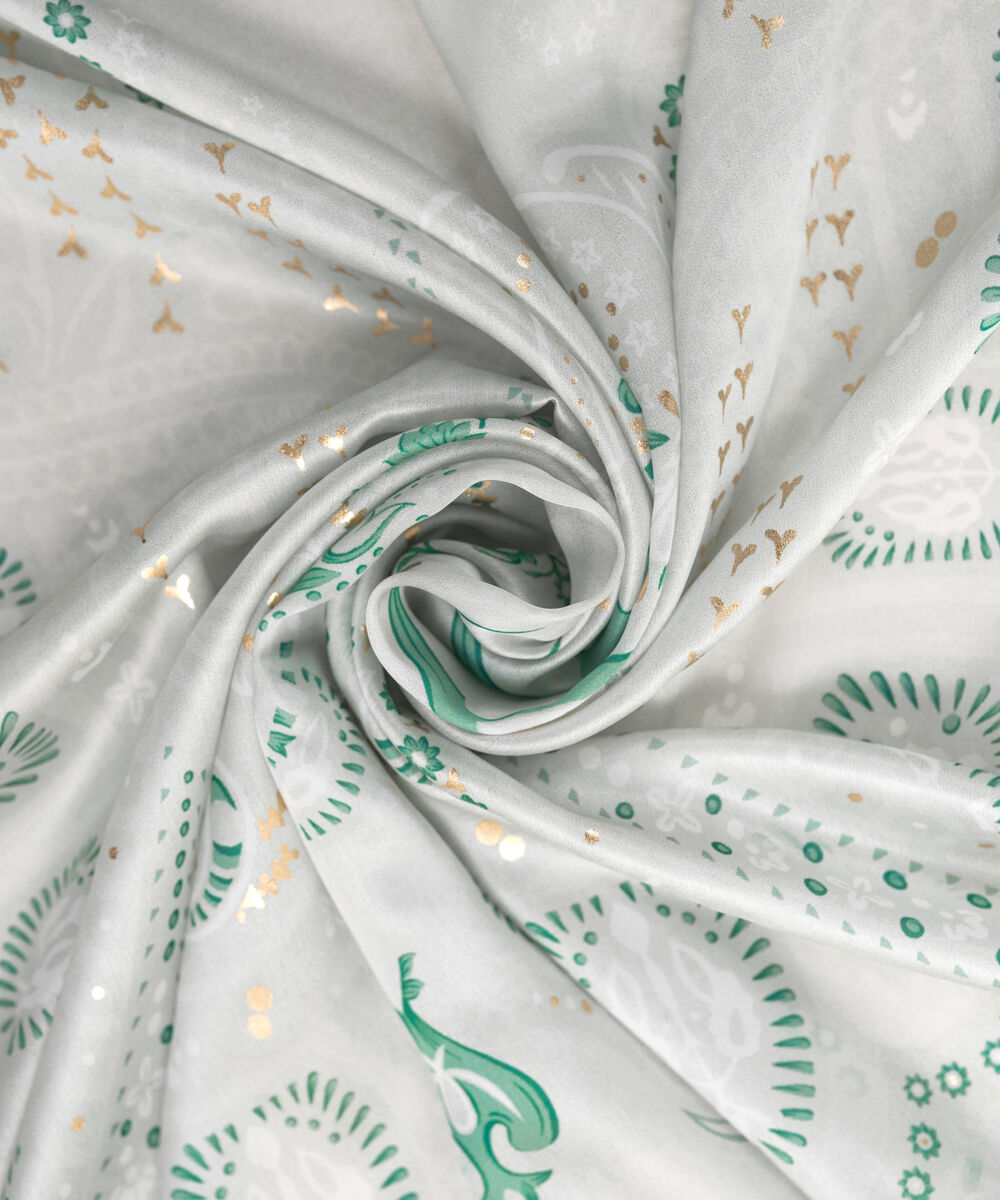 Foil Silk Printed Blue Dupatta