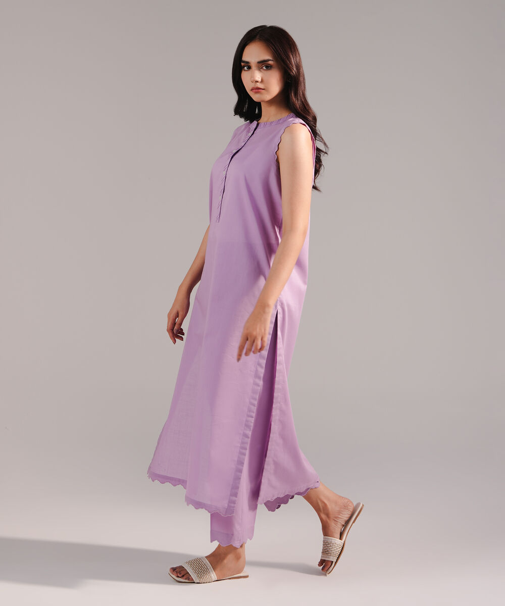 Women's RTW Crosshatch Solid Lilac Straight Shirt