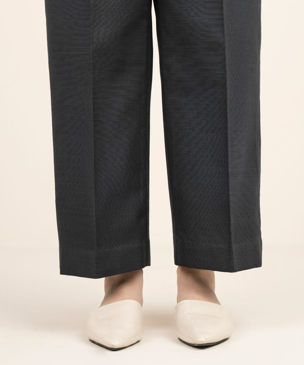 Women's Khaddar Printed Black Unstitched Trousers Fabric