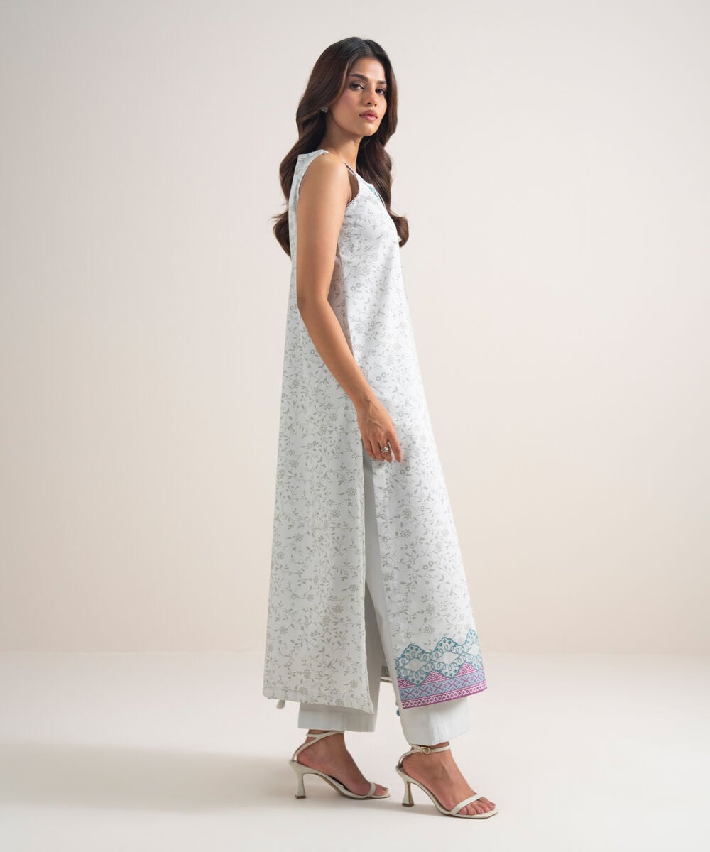 Women's Unstitched Lawn Embroidered Grey