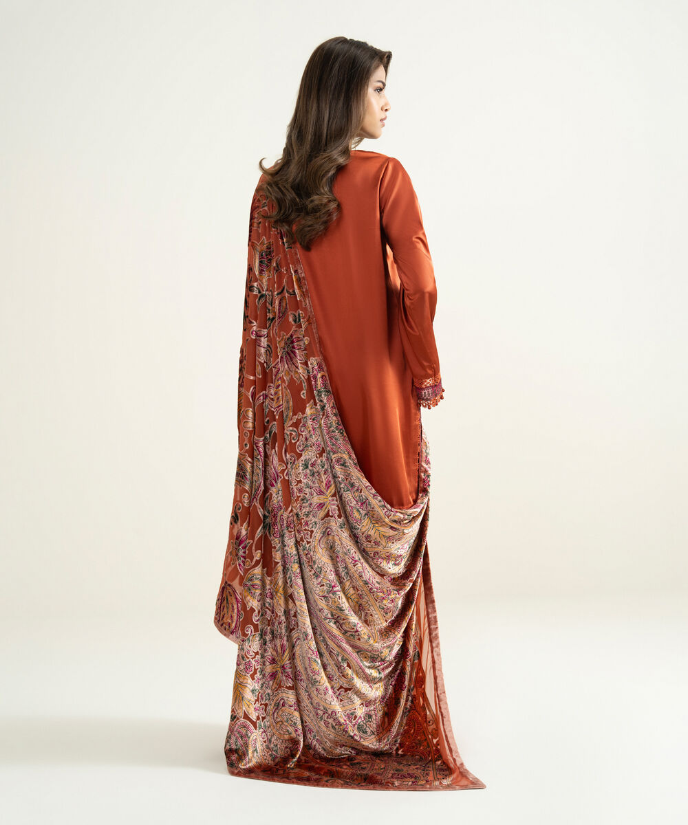 Women's Unstitched Blended Satin 3 Piece Suit