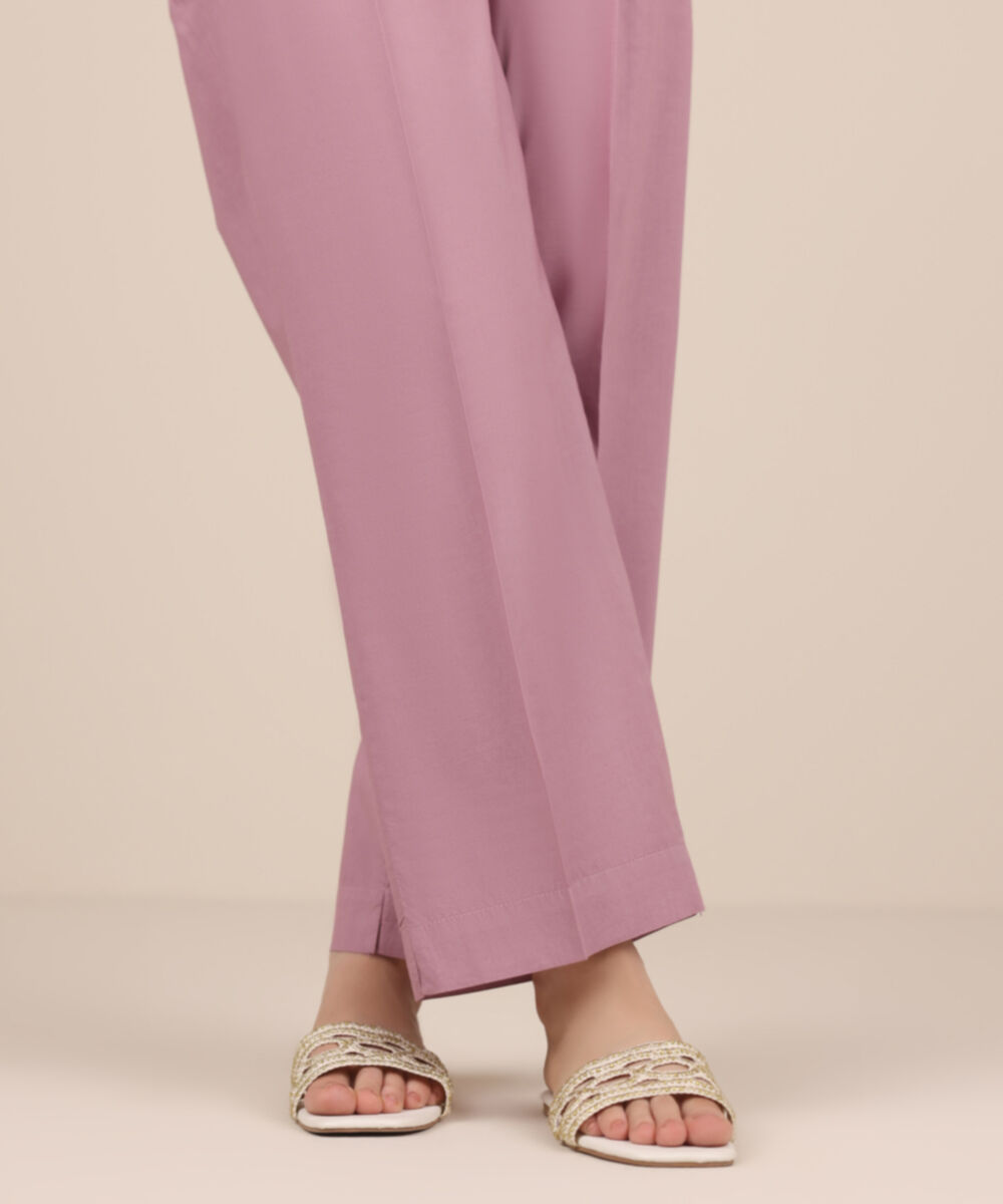 Women's RTW Cambric Purple Solid Straight Pants