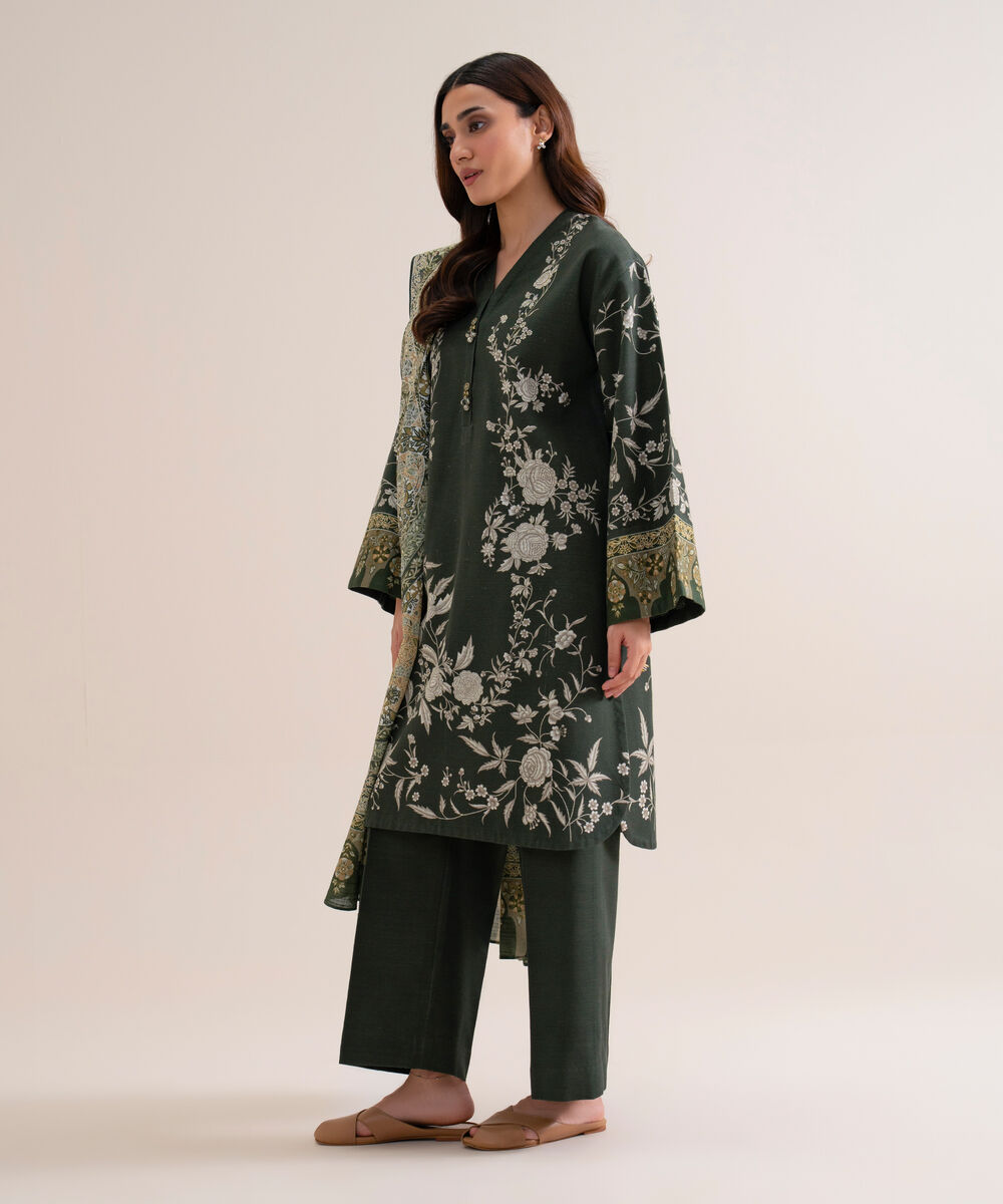 Women's Unstitched Lawn Printed Black 3 Piece Suit