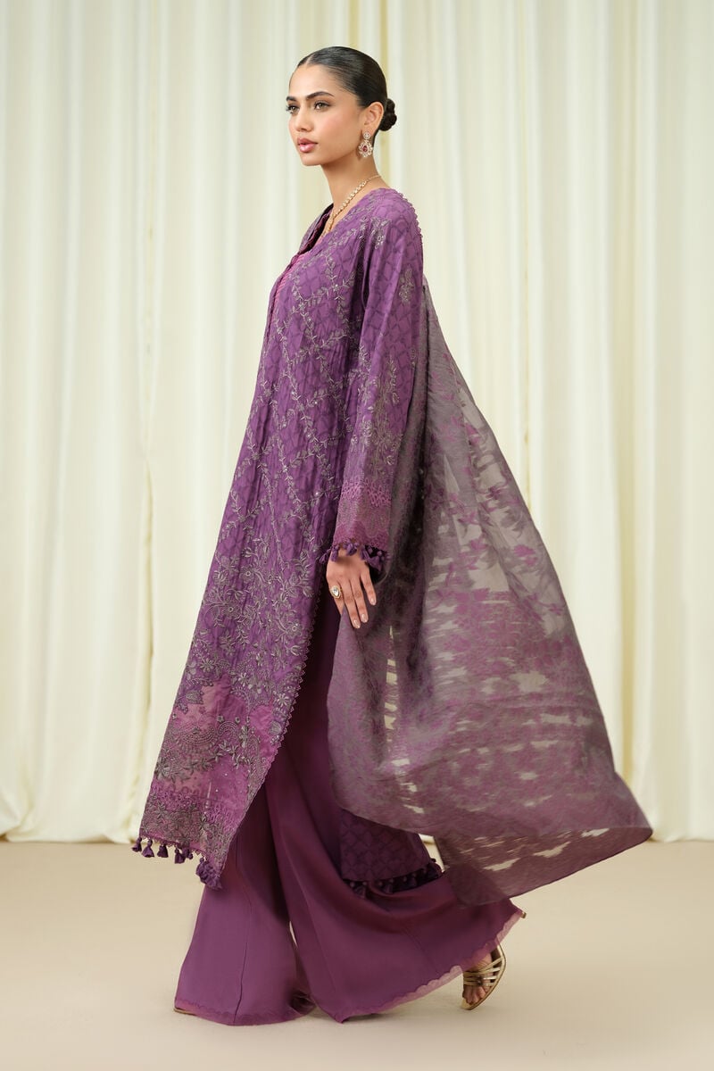 3 Piece - Embroidered Linen Jacquard Suit