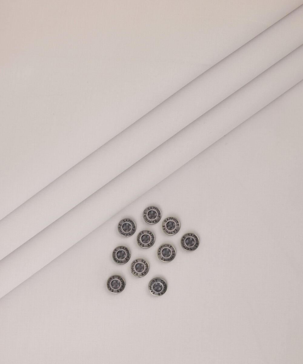 Men's Unstitched 2-Piece Premium Latha Ash White Suit