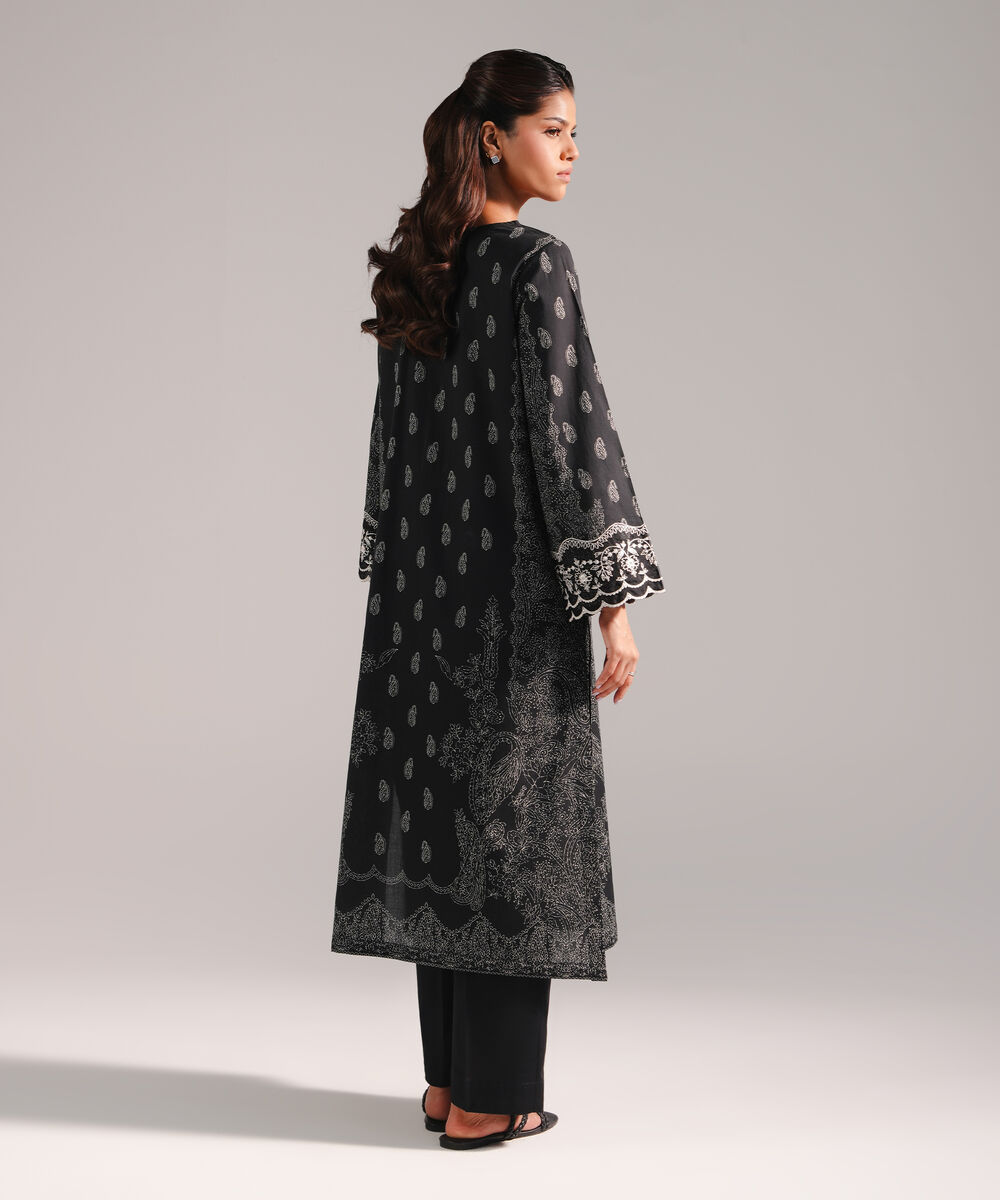 Women's RTW Lawn Embroidered Black 2 Piece Suit