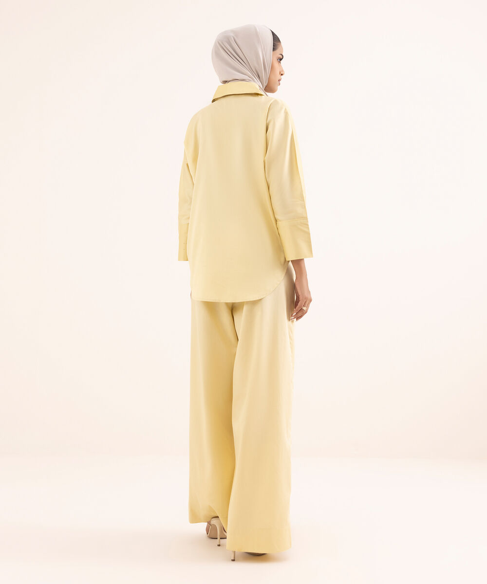 Women's Yellow Cotton Modest Trousers