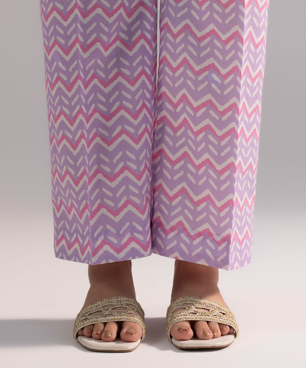 Women's RTW Cambric Printed Lavender Straight Pants