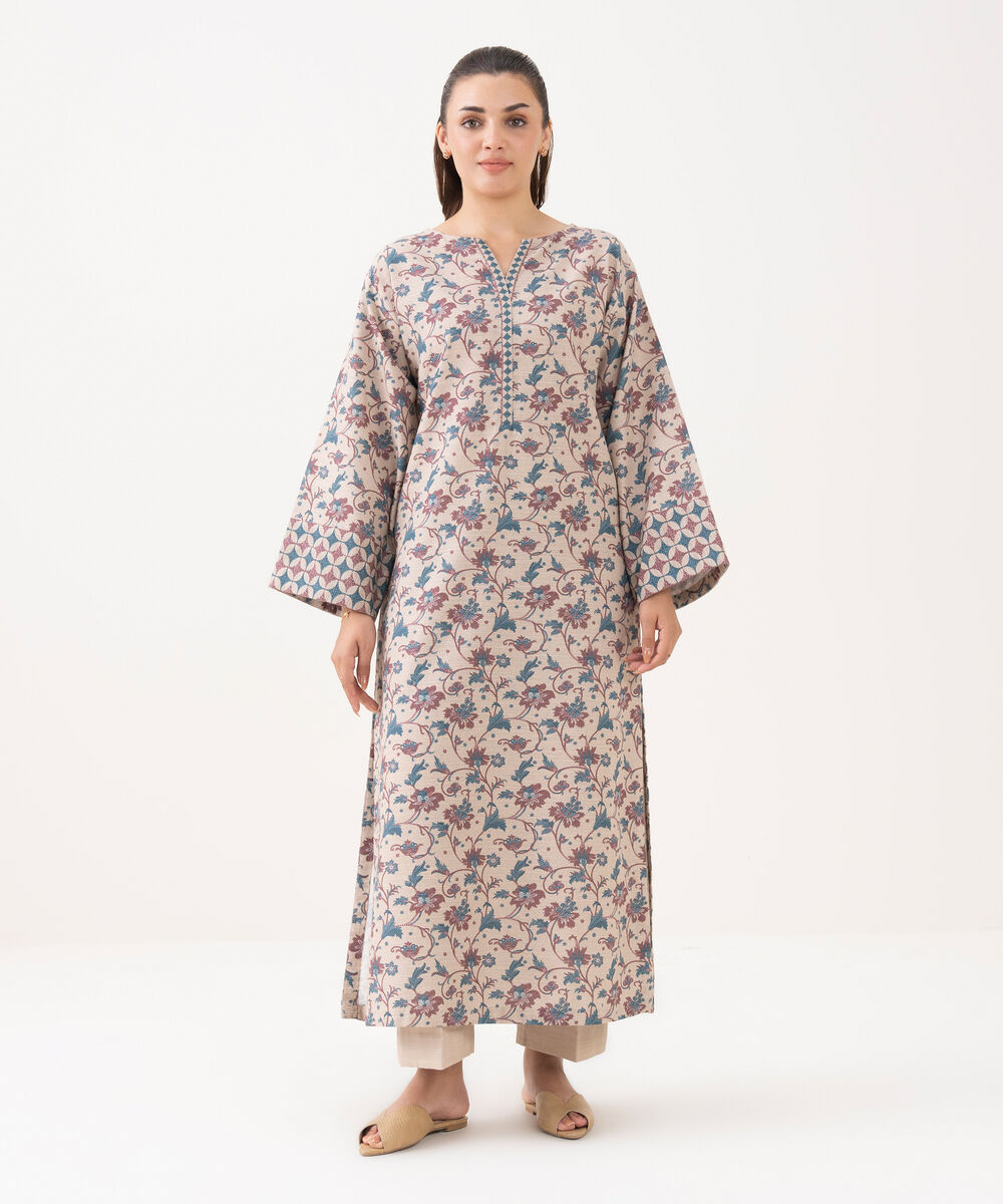 Women's Unstitched Khaddar Printed Multi Shirt