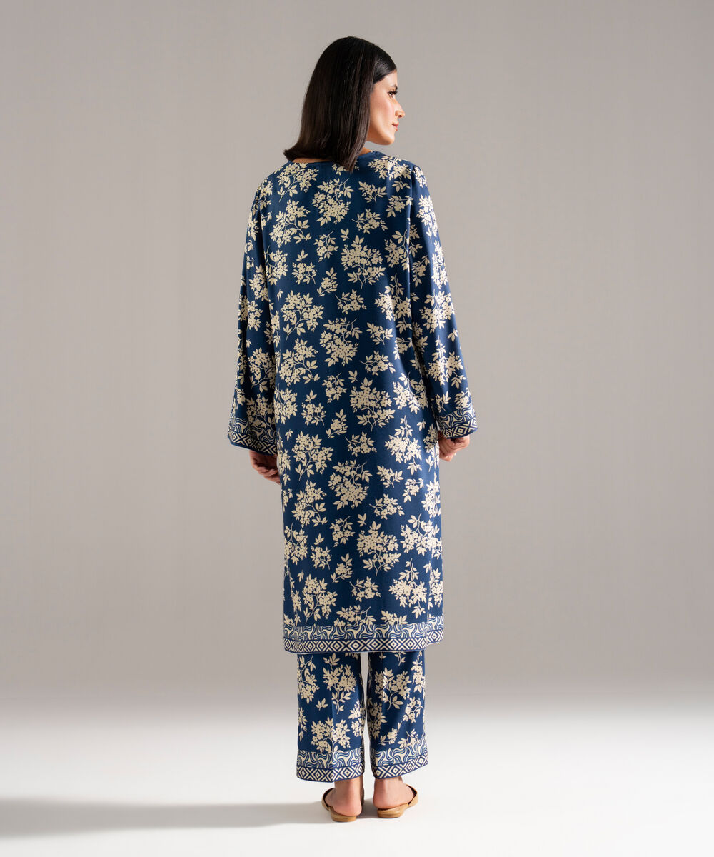 Women's RTW Bedford Printed Blue 2 Piece Suit
