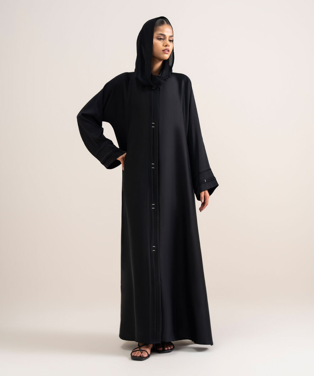 Women's Black Kimono Abbaya Set