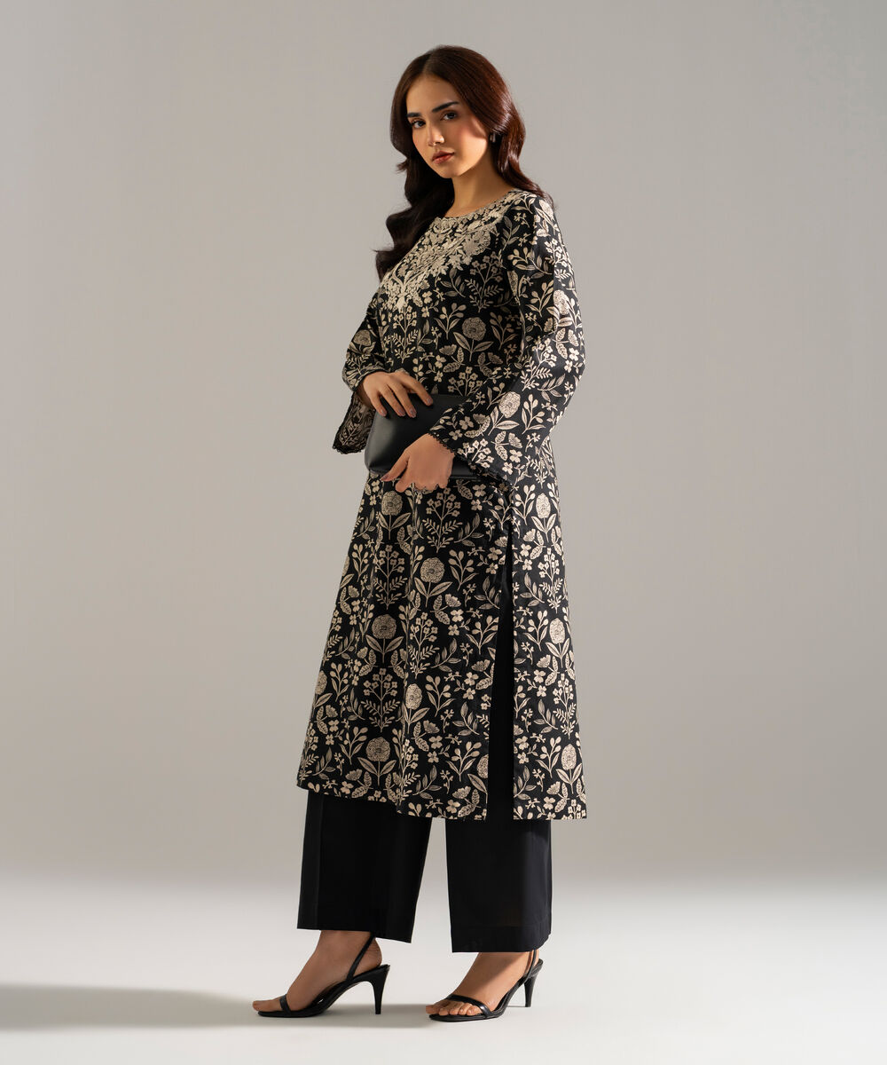 Women's RTW Lawn Embroidered Black 2 Piece Suit