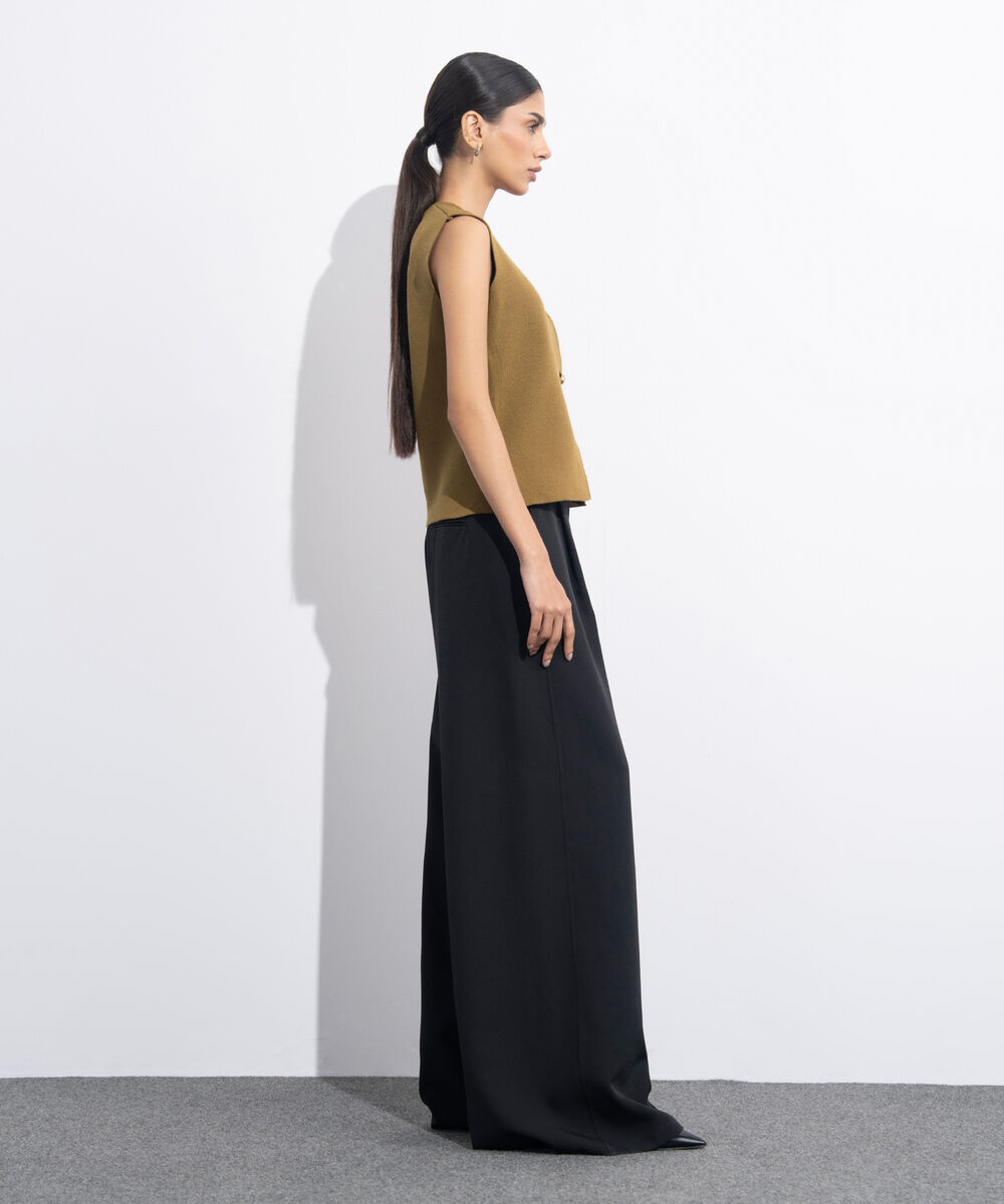 Women's Western Wear Mustard Knit Waistcoat Top