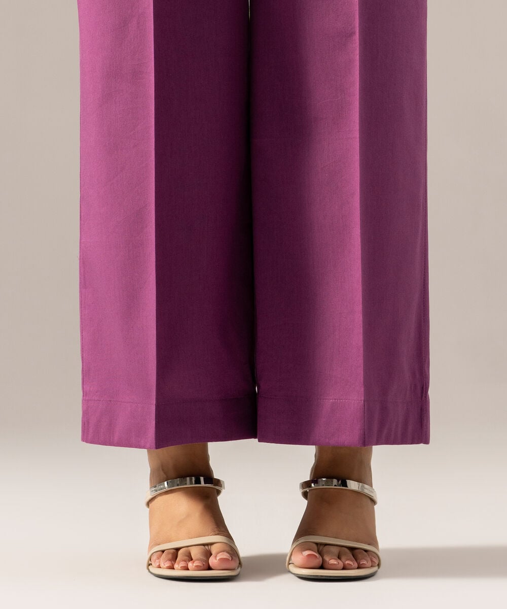 Women's RTW Solid Purple Cotton Viscose Culottes