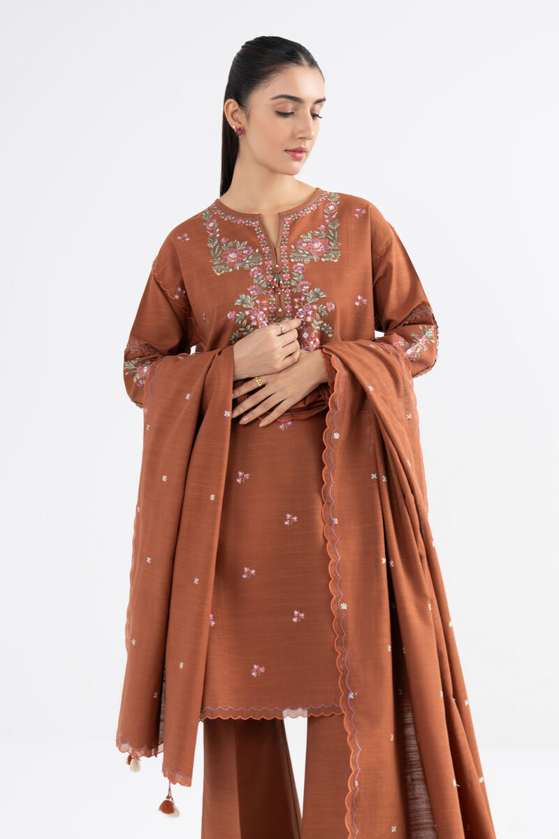 3 Piece - Embroidered Cotton  Suit