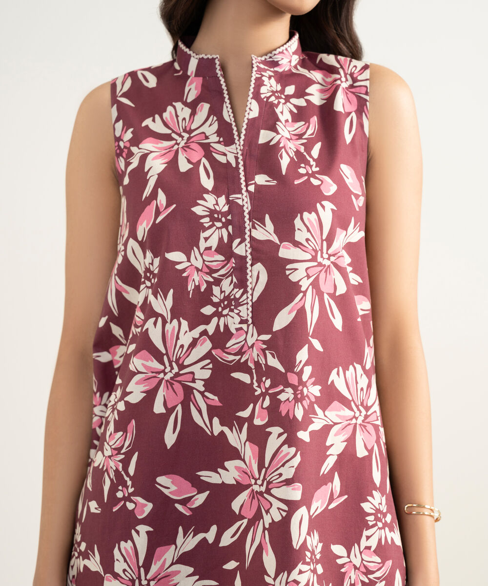 Women's Unstitched Lawn Printed Red 3 Piece Suit