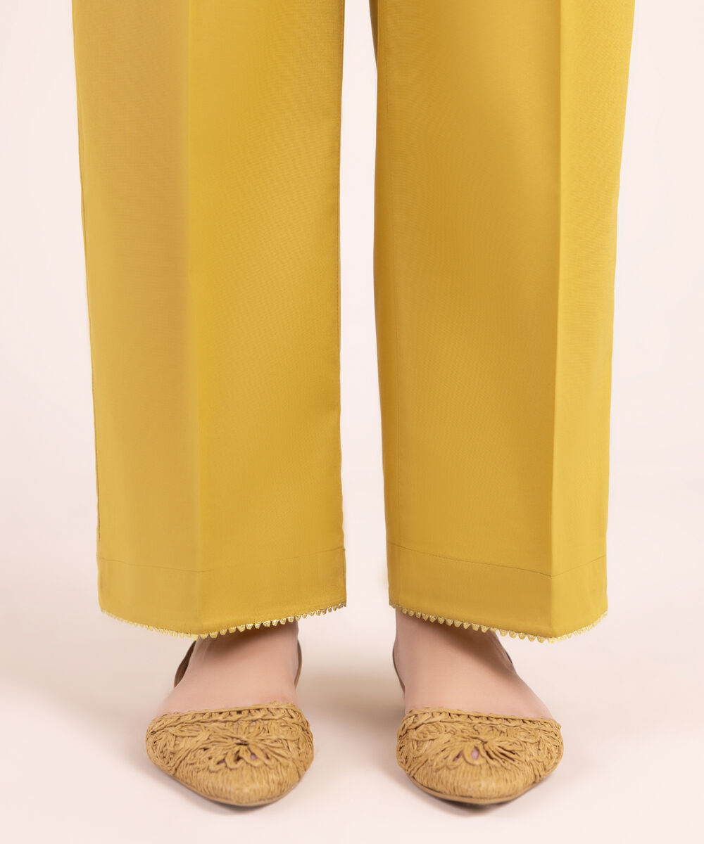 Women's RTW Multineps Solid Mustard Straight Pants