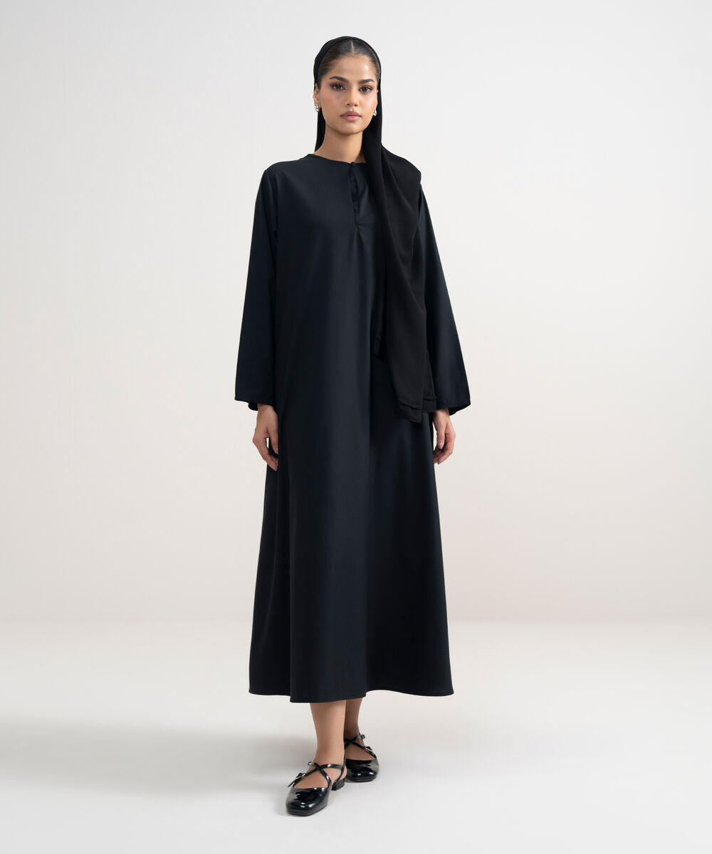 Women's Black Regular Abbaya Set