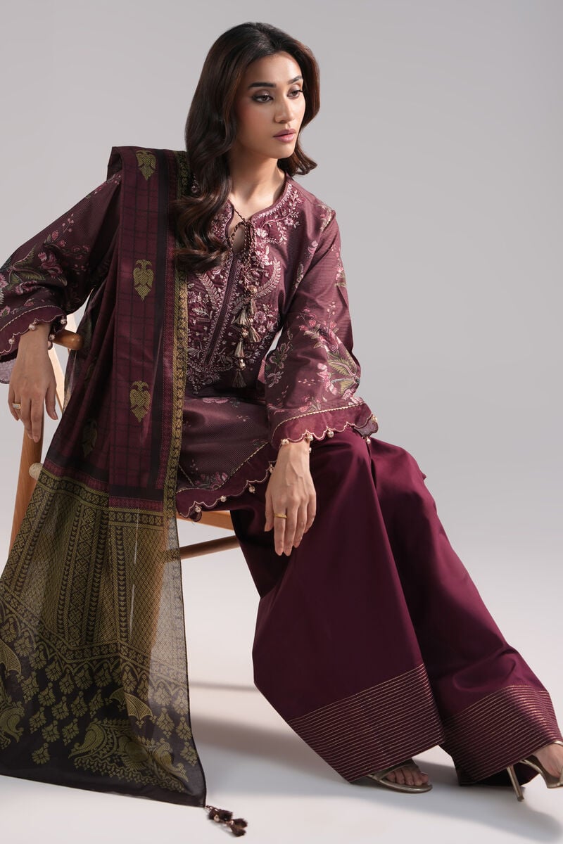 3 Piece - Embroidered Zari Lawn Suit