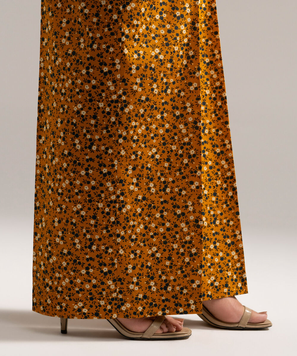 Women's RTW Cambric Printed Orange Straight Pants