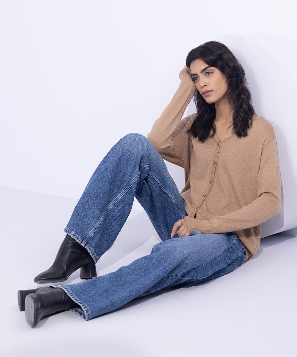 Light Weight Knit Cardigan Woman - Beige Light Weight Knit Cardigan