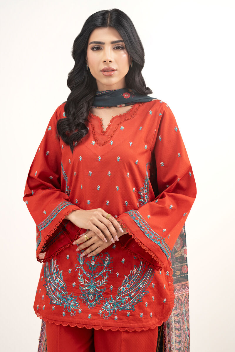 3 Piece - Embroidered Dobby Suit