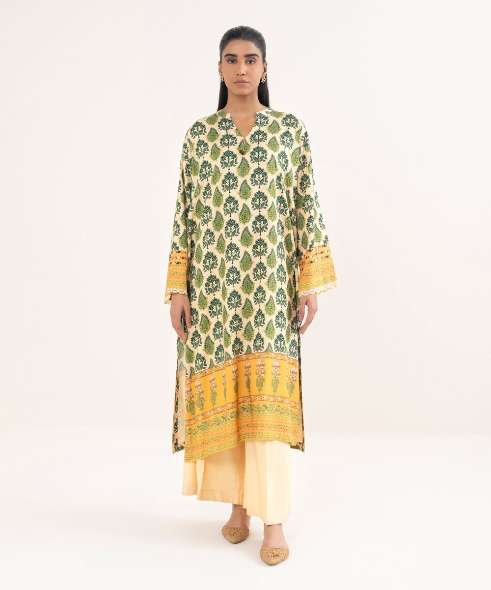 Women's RTW Viscose Linen Printed Multi Drop Shoulder Shirt