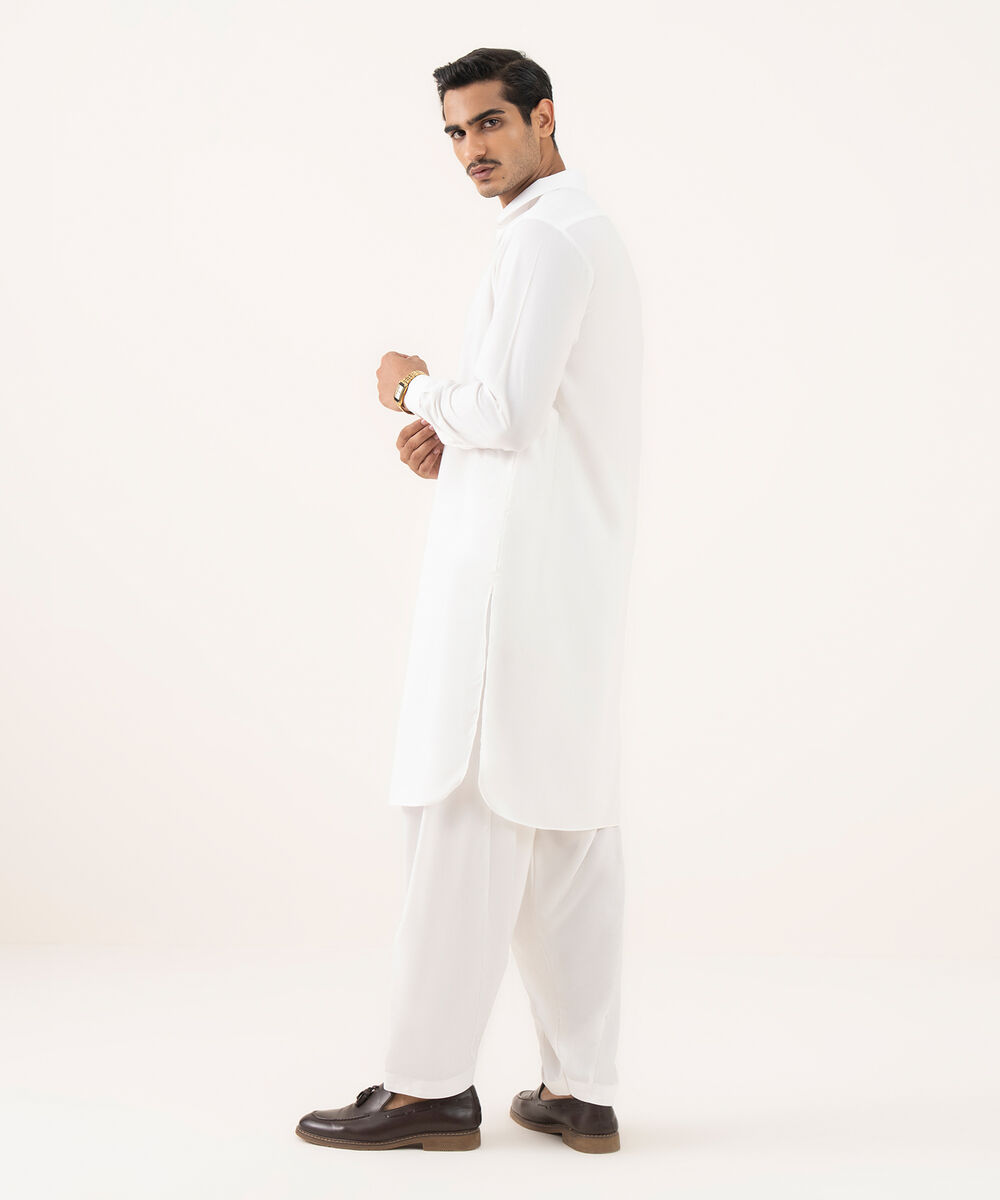Men's Falak Plain Off-White Kurta Shalwar