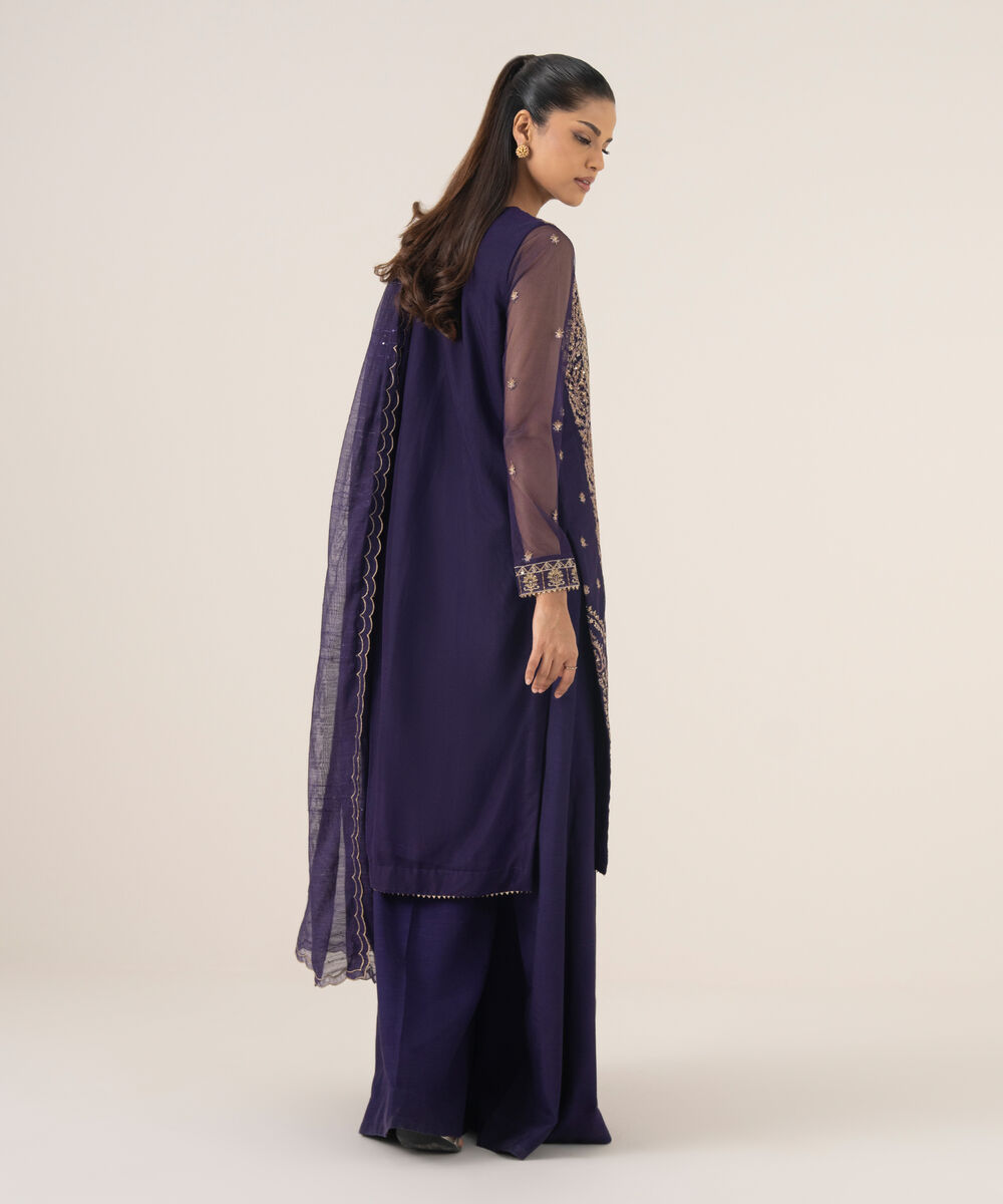 Women's Unstitched Blended Net Dyed Three Piece Suit