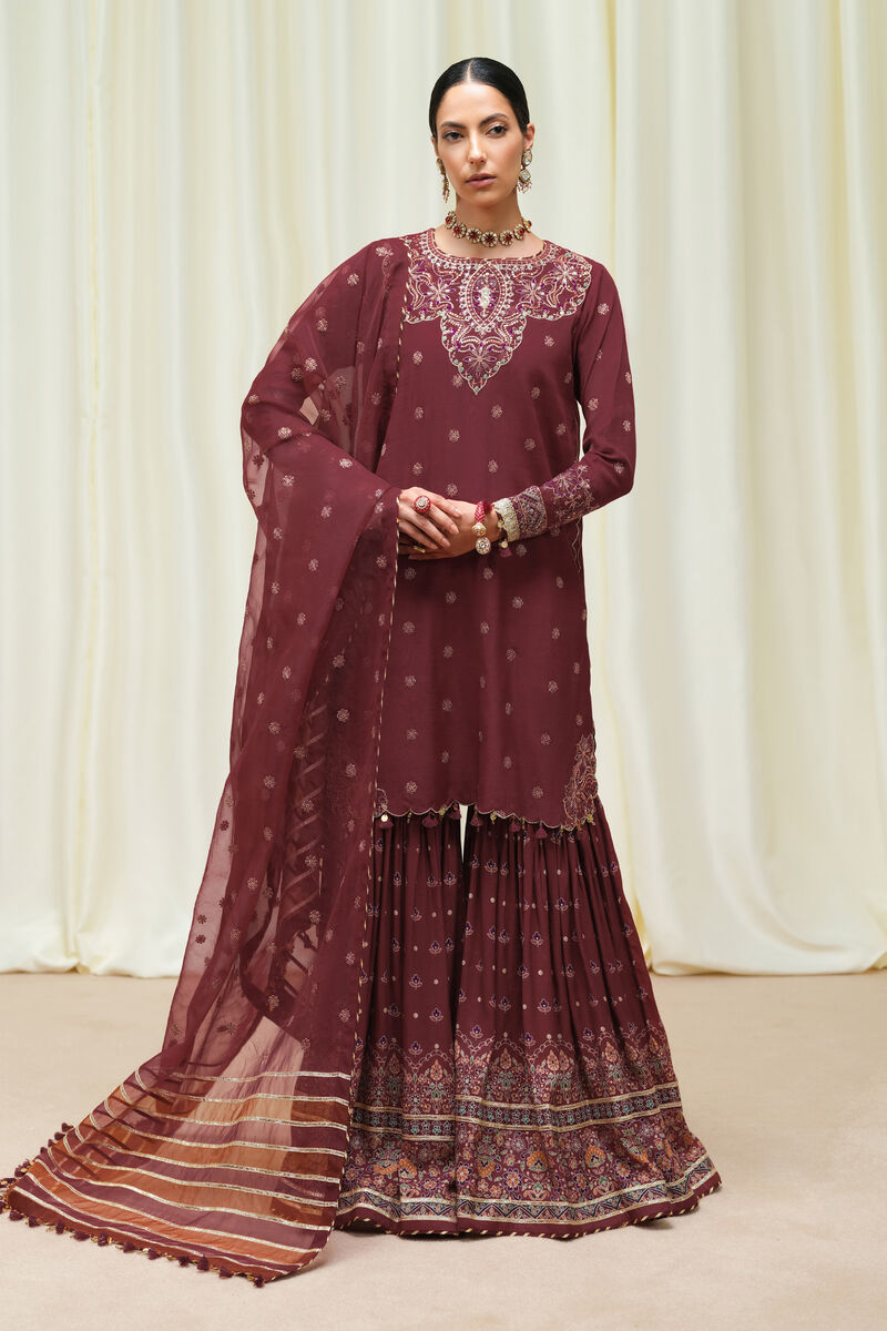 3 Piece - Embroidered Raw Silk Suit