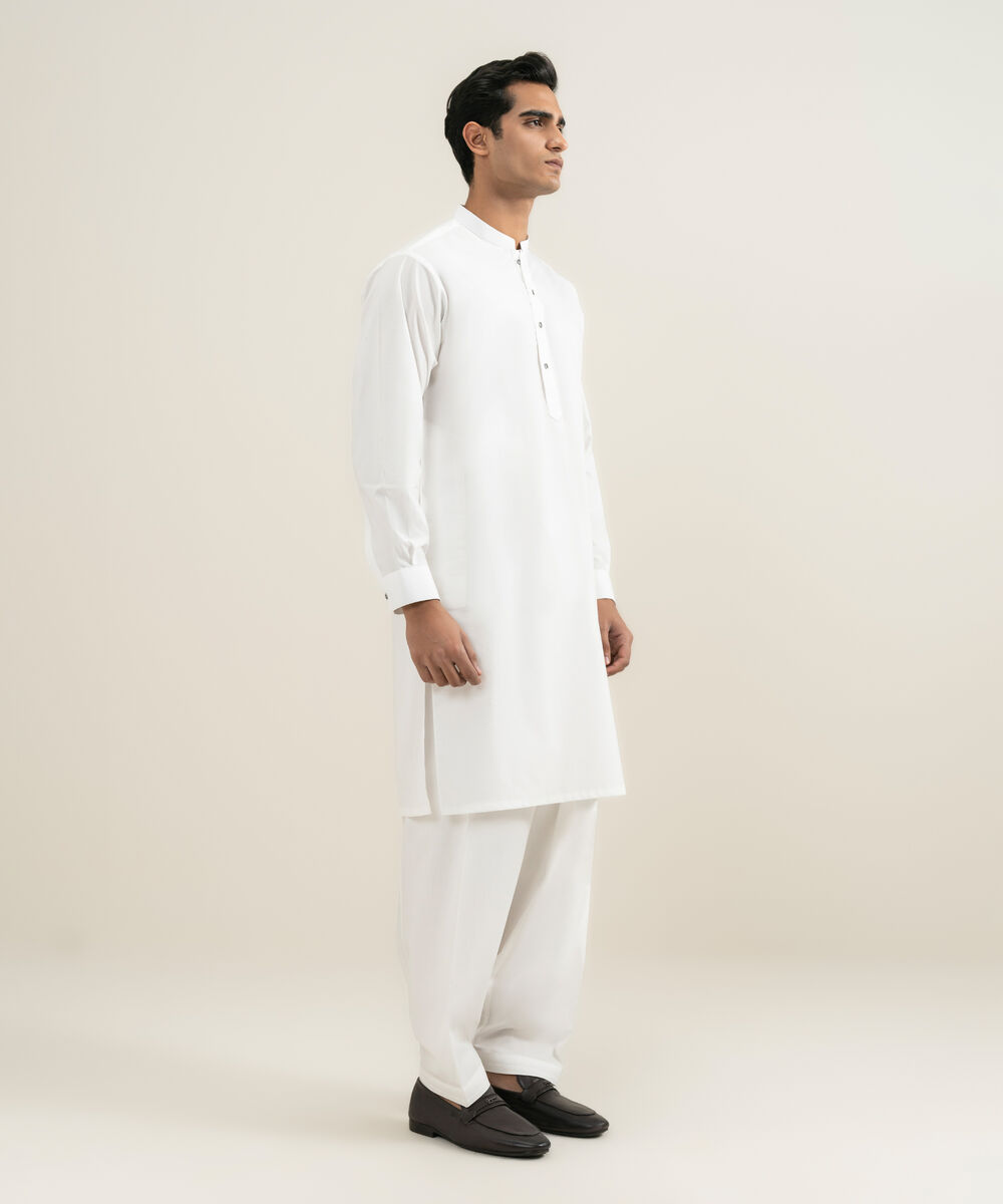 Men's Stitched Off White Kurta Shalwar