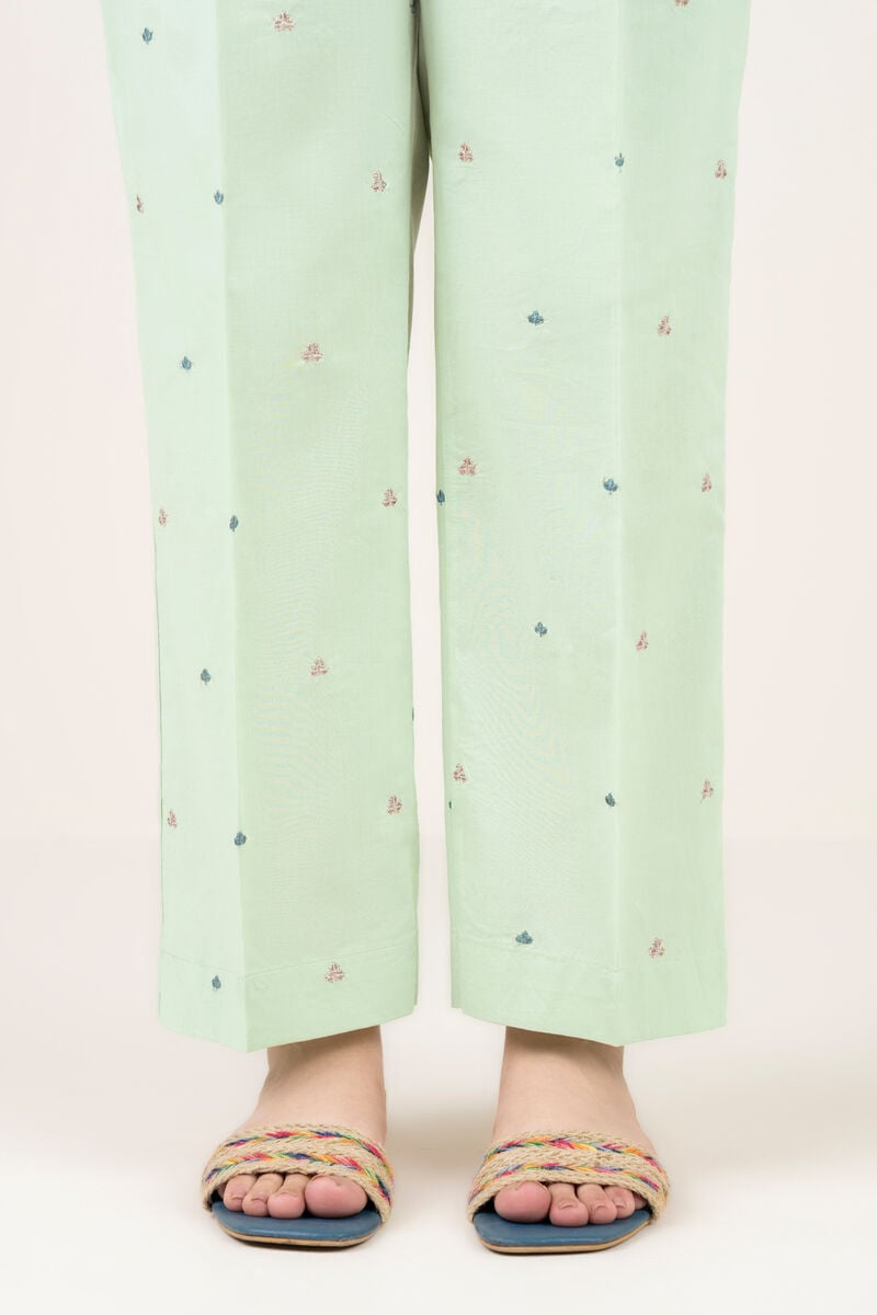 Embroidered Cambric Straight Pants