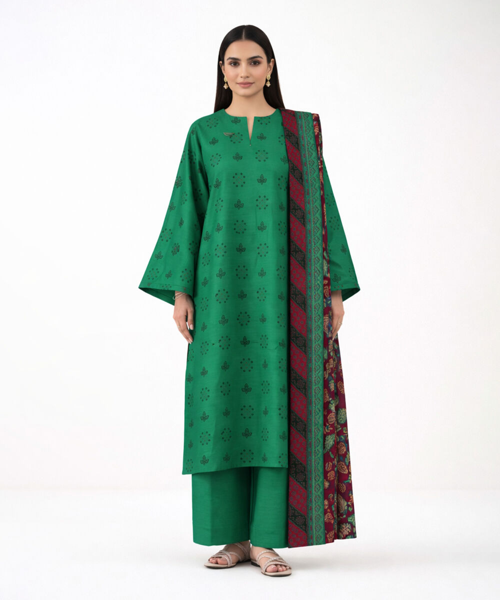 3 Piece - Printed Khaddar Suit Sapphire PK