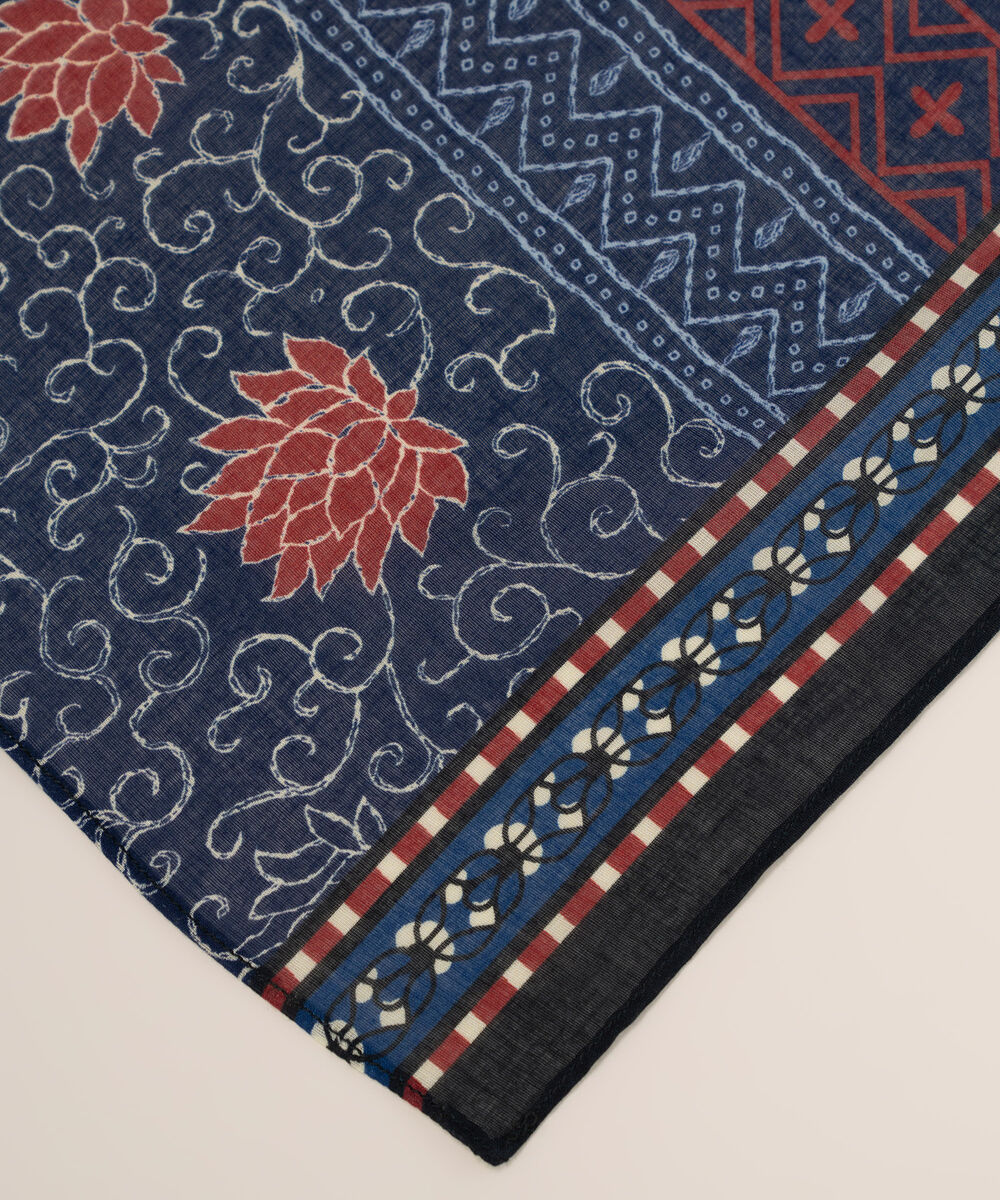 Lawn Printed Dark Blue Dupatta