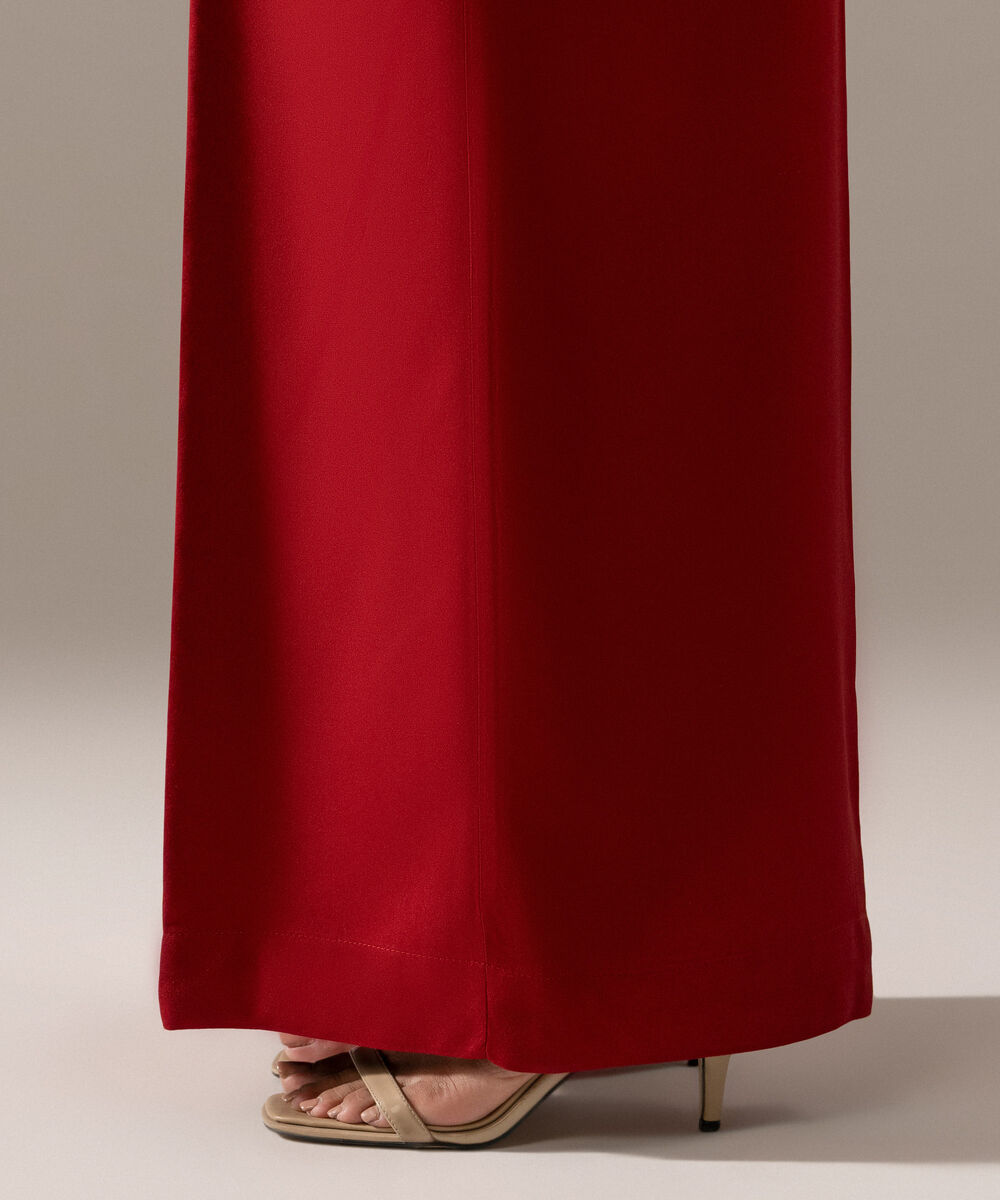 Women's RTW Viscose Marina Solid Maroon Flared Pants